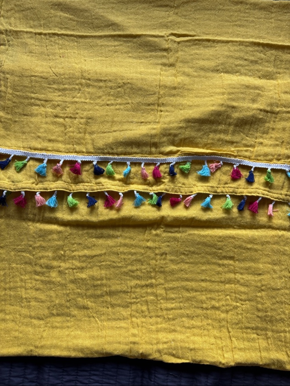 1. Yellow Tassel Beach Blanket/Towel With Double Pockets On The Side And 2. Tote